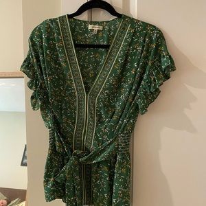 Max Studio Green Floral Top